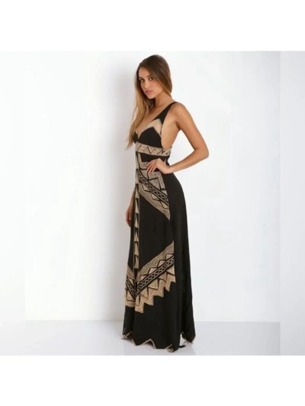RARE VTG NWOT Free People Jen’s Pirate Booty Black Embroidered Maxi Dress | Boho - Picture 13 of 16